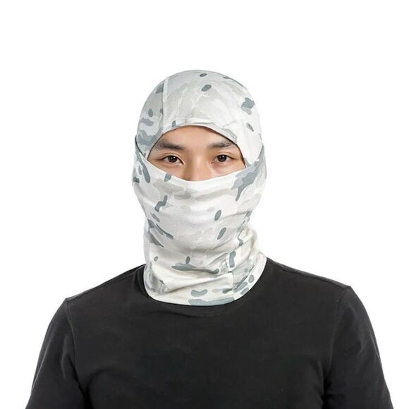 NEW Camouflage White Gray Full Face Mask Head Gear - Picture 1 of 2